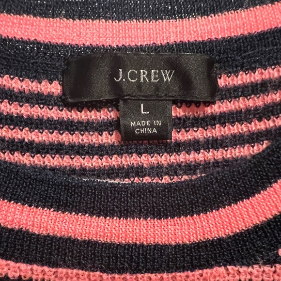 J. Crew Sweater - Marino Wool, Pink and Blue Stripes with Shoulder Buttons - Picture 2 of 6